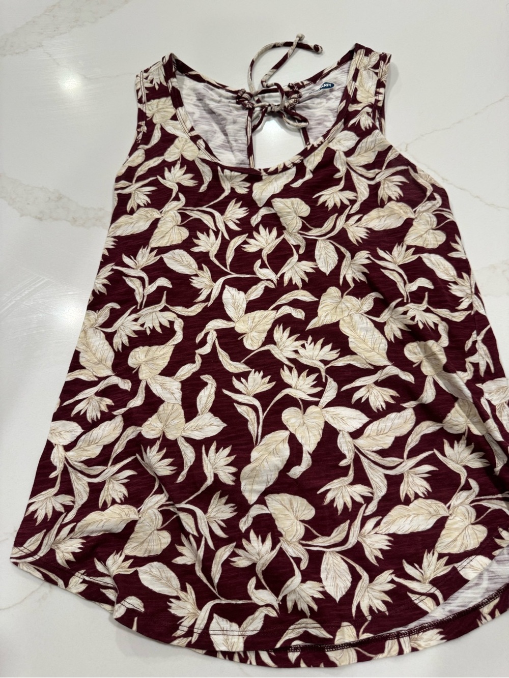 Old Navy Maroon Floral Tie-Back Tank Top